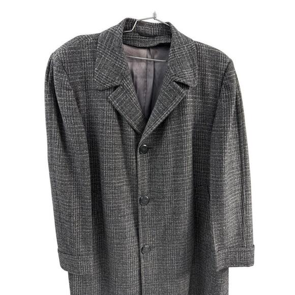 VTG Fashion Made Clothes John Marshall  Wool Herringbone Tweed Overcoat Mens  L - Picture 1 of 9